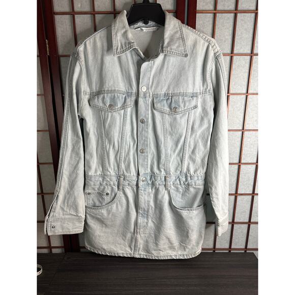 Zara Denim Dress light wash button front mini size med - Picture 1 of 10